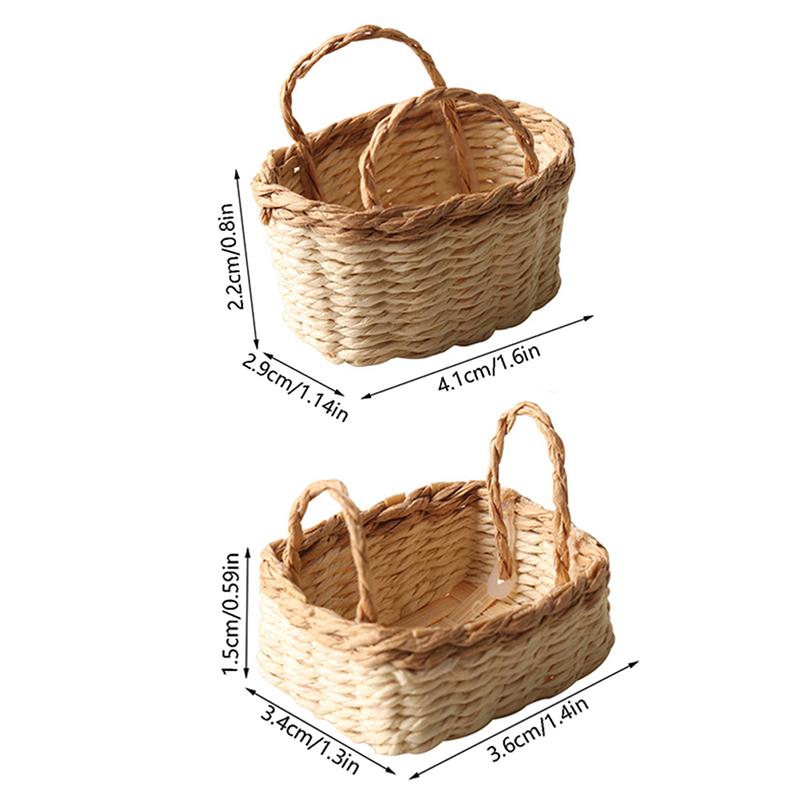 1:12 Dollhouse Miniature Storage Basket Vegetable Food Woven Frame Kitchen Decor