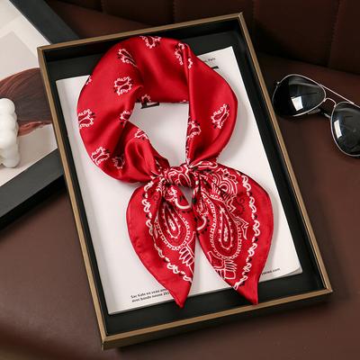 Foulard Designer Stampa Paisley Rosso Donna Foulard di Seta Lusso Bandana Hijab Fazzoletto da Collo Sciarpa Fazzoletto Fascia per Capelli Foulard