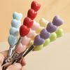 6pcs Fork and Spoon Set Heart-shaped Ceramic Stainless Steel Fork Spoon High Temperature Underglaze Color INS Style Craft Spoon