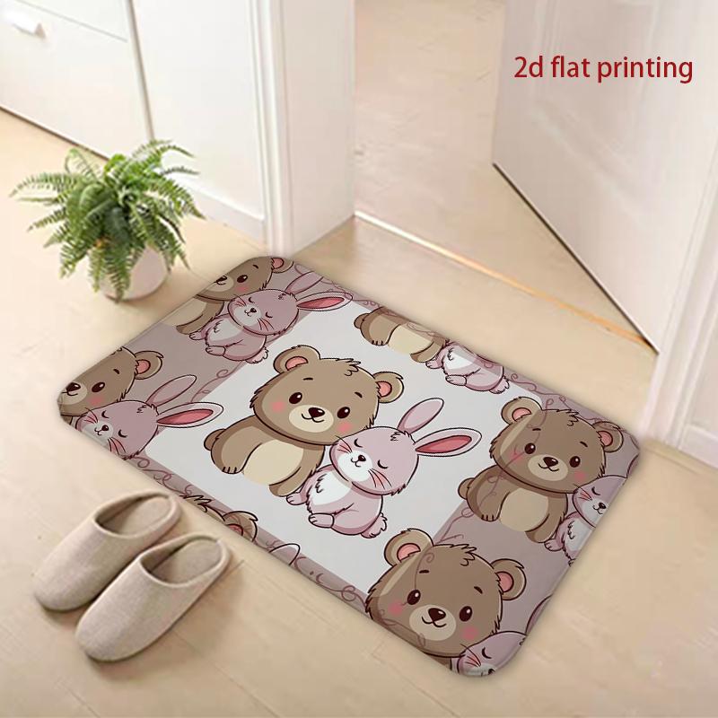 Cute Bear & Bunny Pattern Living Room Decoration Home Sofa Non-Slip Carpet Study Bedroom Tatami Children'S Soft Floor Mat