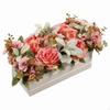 Centrotavola Fiorito con Fioriera in Legno Tavolo Fiori Artificiali in Scatola Floreale Finto Stratificato