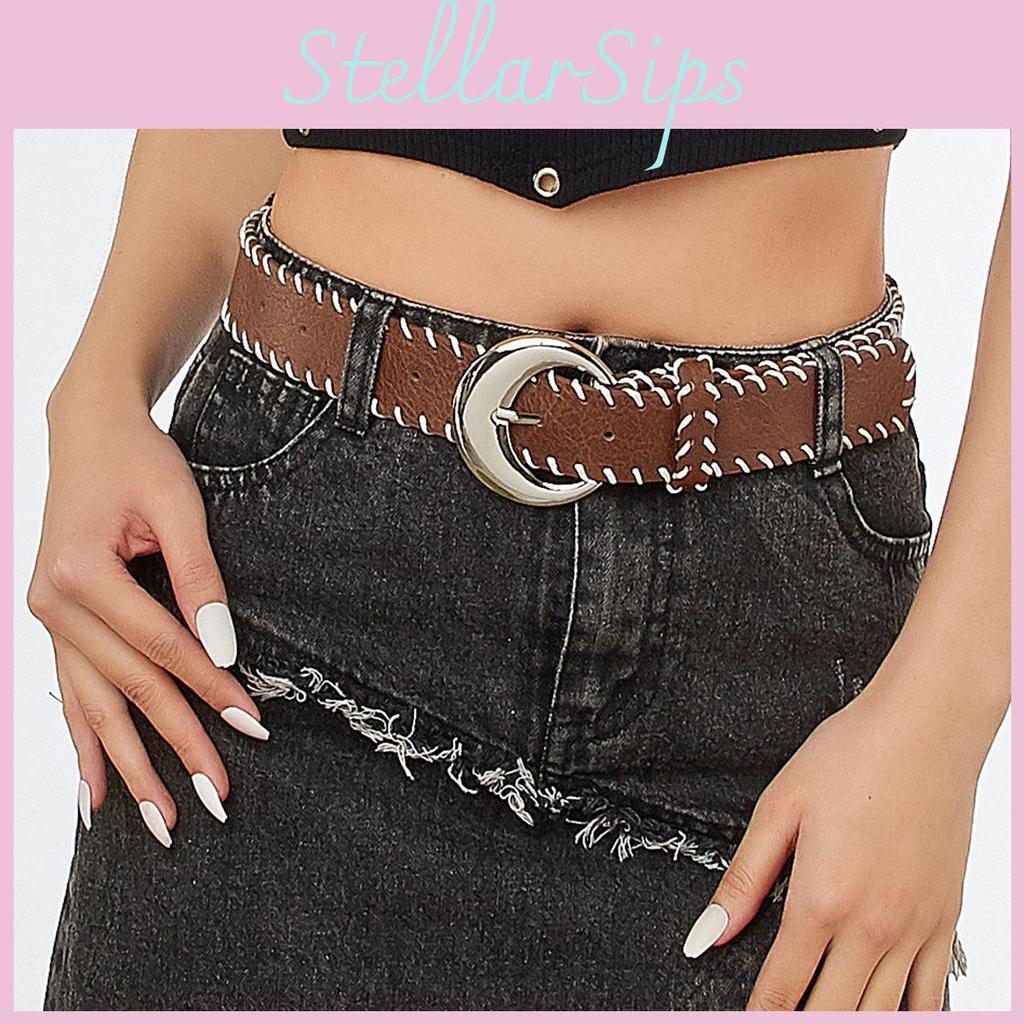 Half Circle Metal Pin Buckle Hand Woven Rope Womens Belt Accessories Clothing