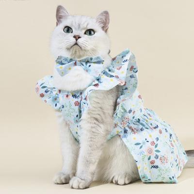 Chic Outfit Cotton Cat Ruffle Dress Spring Summer Comfortable Pet Dress Sleeveless Breathable Puppy Princess Skirt Cats
