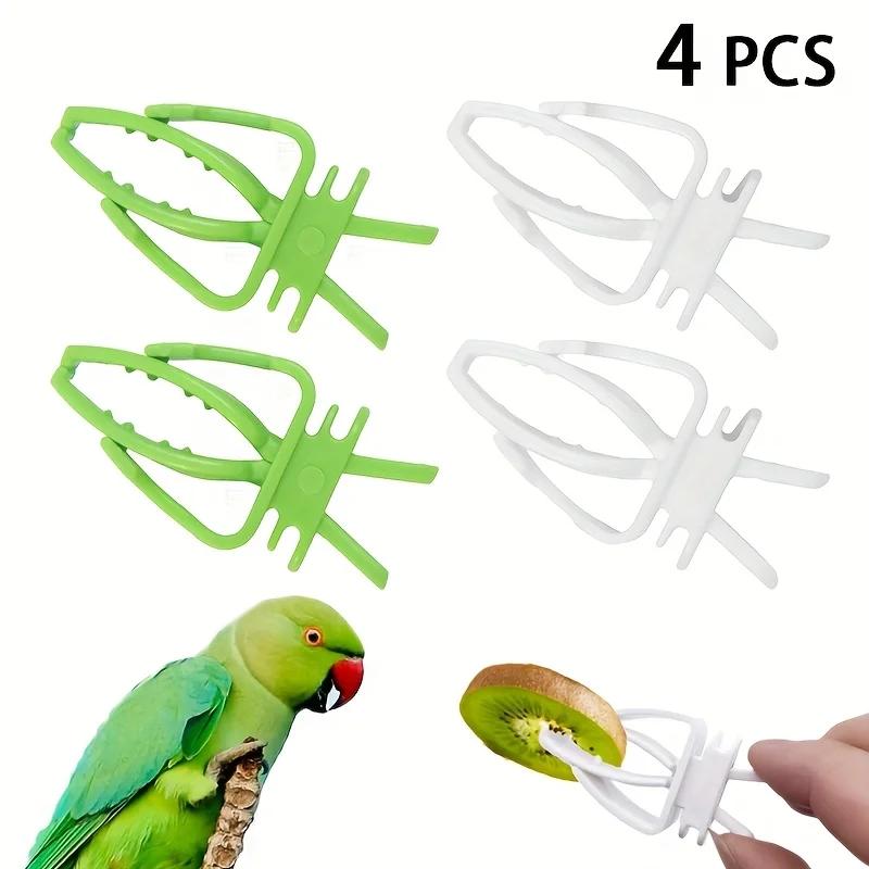 4Pcs Bird Cage Food Clip Vegetable Holder, Heavy-Duty Grip Handle Seed Dispenser for Small Budgies