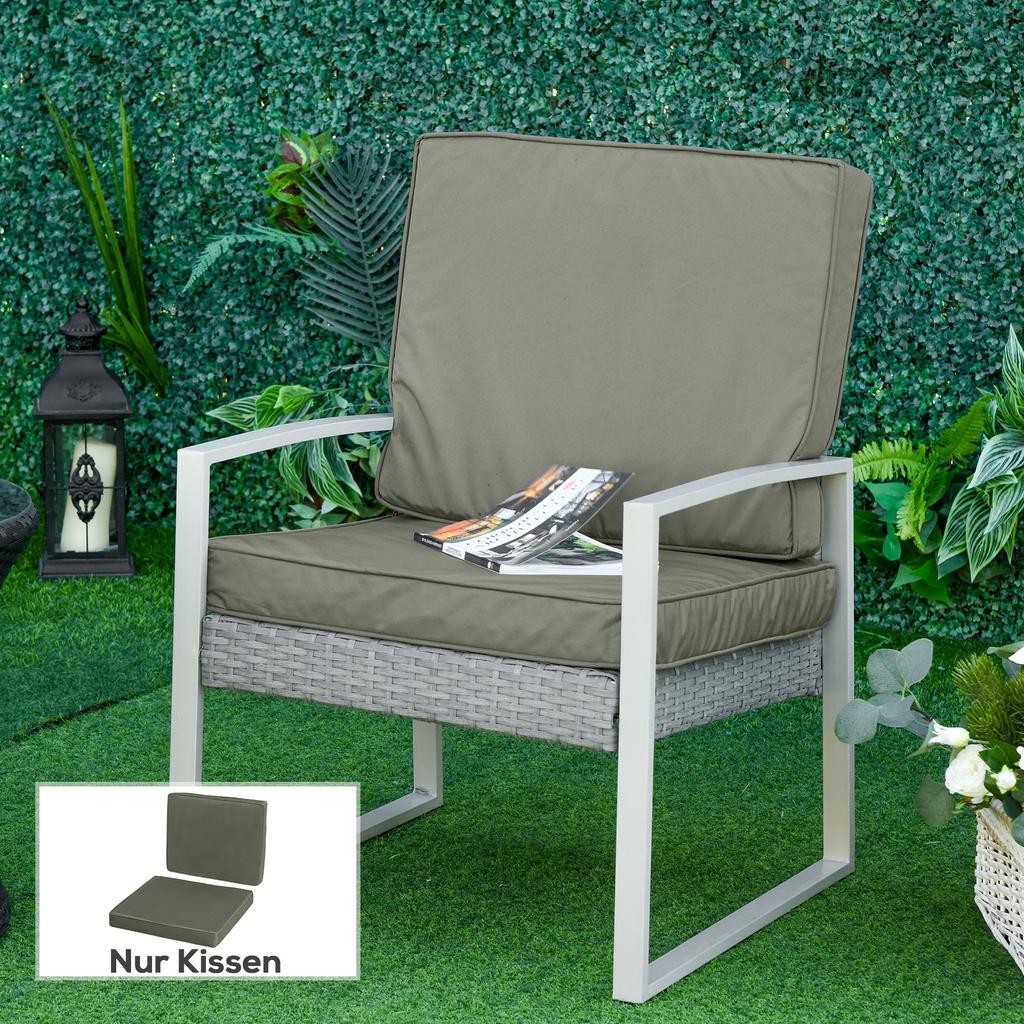 2 Piece Cushion Seat Cushion Back Pad for Rattan Furniture Indoor and Outdoor