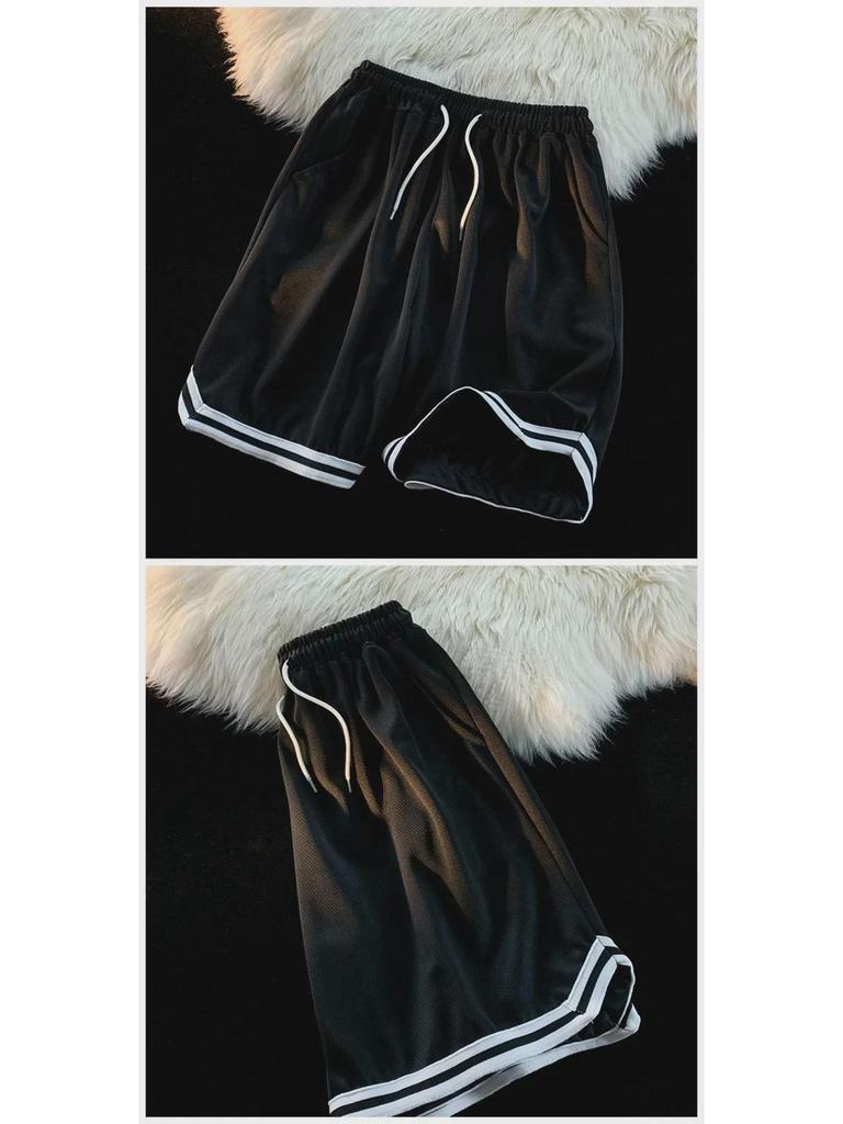 Men's Korean Harajuku Style Casual Loose Beach Shorts - Trendy Split Wide-Leg Mid-Length Pants