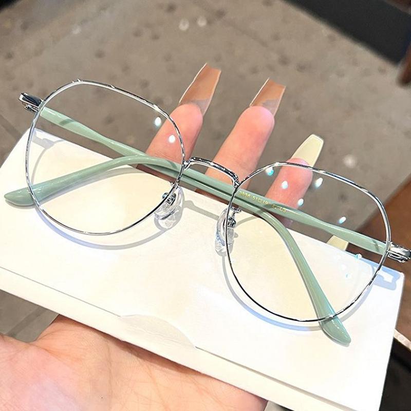 Anti Blue Light Blocking Glasses Ladies Myopia Glasses Ultralight Eyeglasses Metal Large Frame For Women