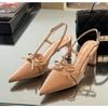 2025 Summer New Pointed Toe Design with Bow High Heels Pumps Wedding Banquet Luxury Live Broadcast Hot Fashion Sandals