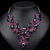3pcs Luxurious High-end Purple Zircon Inlaid Alloy Necklace Earrings Set for Women's Elegant and Dignified Party Accessories