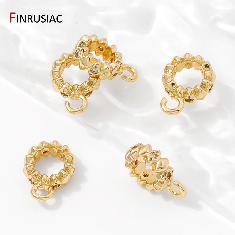 14K Gold Plated Brass Zircon Pendant Connectors Bail Clasps,Bailes For Jewelry,Bail Beads Charm For Bracelet Making Findings