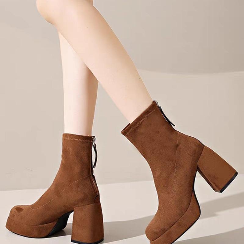 Fashion Small High Heel Stretch Skinny Boots Women 2025 Fall Winter New Block Heel Platform Platform Booties Fashion Boots