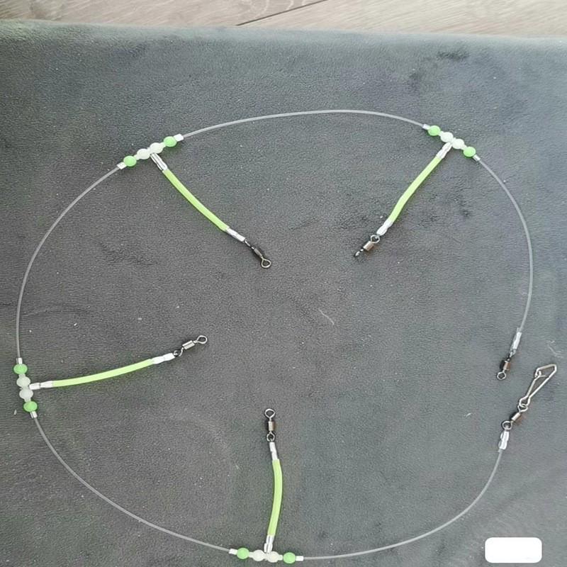 Glowing Gourd Rig with Multi Hooks: Anti-Tangle Swivels, Line Splitter, Luminous Beads (Hooks Excluded) Luminous Gourd Rig 80mm x2