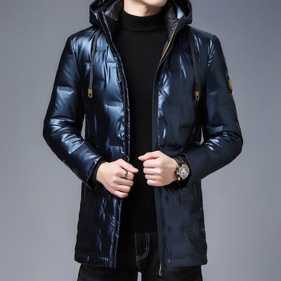Aşağı Ceket Erkek Orta Uzunlukta Kış Kore Gençlik Artı Beden Çıkarılabilir Kapşonlu Moda Rahat Ceket