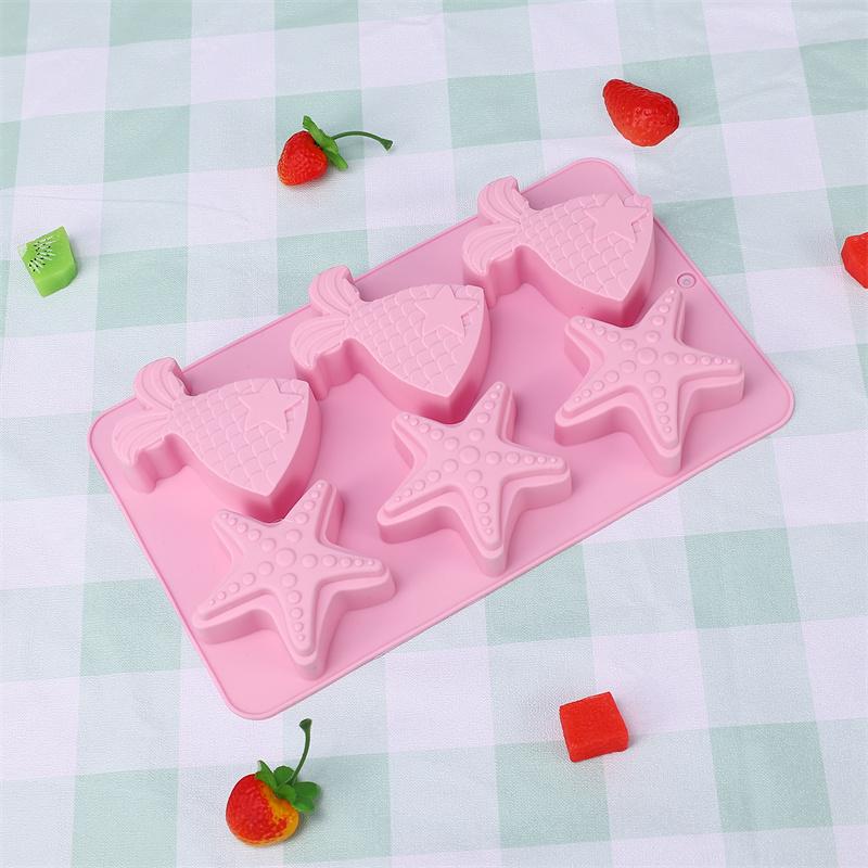 

6 отверстий DIY Рыба Морская Звезда Силиконовая Форма Для Выпечки Торта DIY Выпечка Десерт Мусс Торт Инструменты Для Выпечки Художественный Противень Для Выпечки Тортов Модель