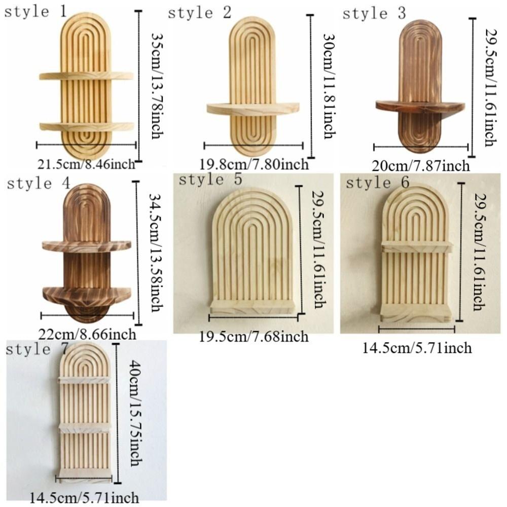 Oval Threaded Wooden Wall Shelves Natural Artistic Wooden Stand Wall Mounted Shelf Living Room