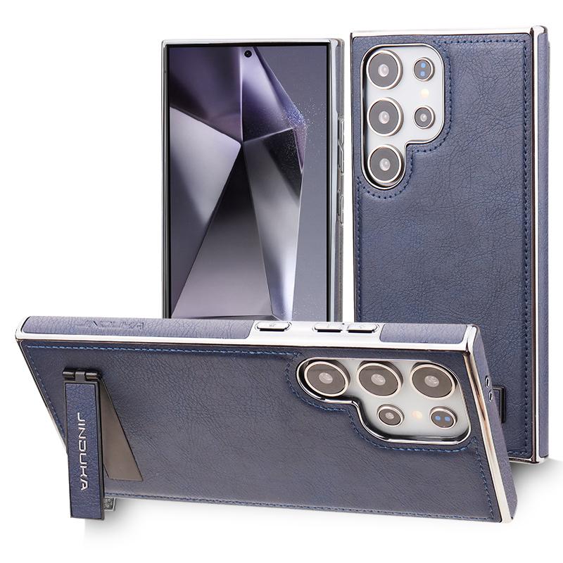 Luxury Leather Texture Phone Case for Samsung Galaxy S25 Edge S24 Ultra S23+ Plus Magnetic Cover And Hidden Stand Business