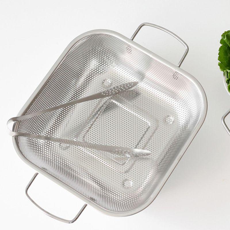 Kamomekitchen kamomekitchen quadratisches Serviertablett aus Edelstahl mit Perforierung