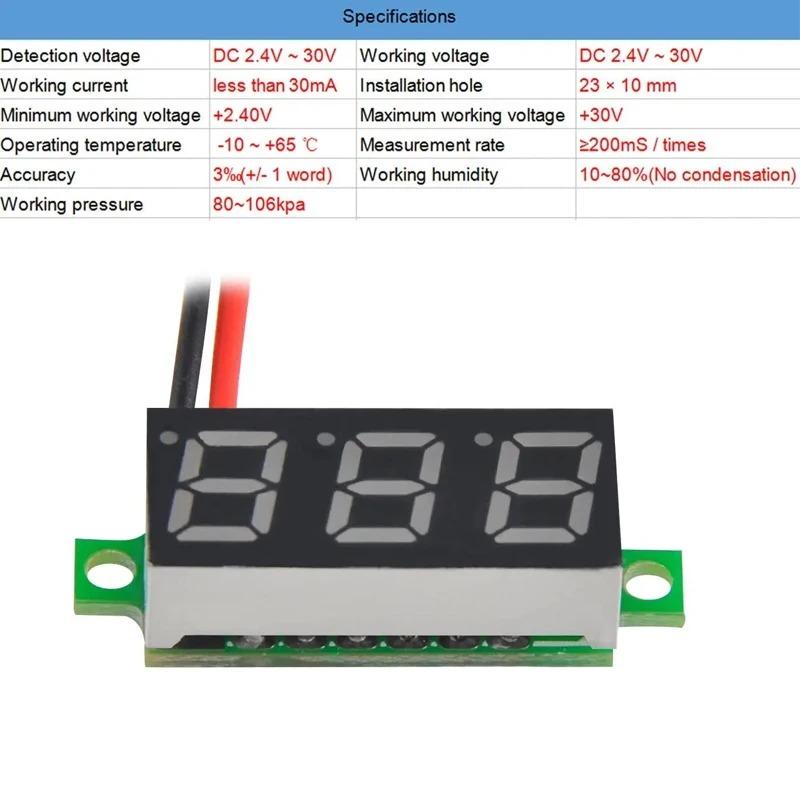 0 28 Inch DC LED Digital Voltmeter 0 100V Voltage Meter Auto Car Mobile Power Voltage Tester Detector 12V Red Green Blue Yellow