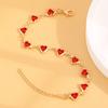 Elegant Red Crystal Zircon Metal Chain Women's Bracelet Red Heart-shaped Bracelet Party Wedding Girl Wrist Jewelry Gift