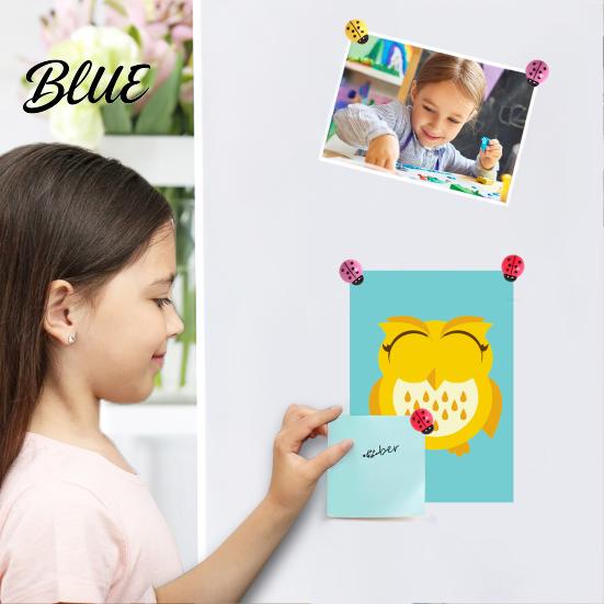 Refrigerator Magnets Decoration 4Pcs 3D Ladybug Magnet Mini Ladybird Resin Fridge Animal Memo Holders Decorative Note Holder for Kitchen Office