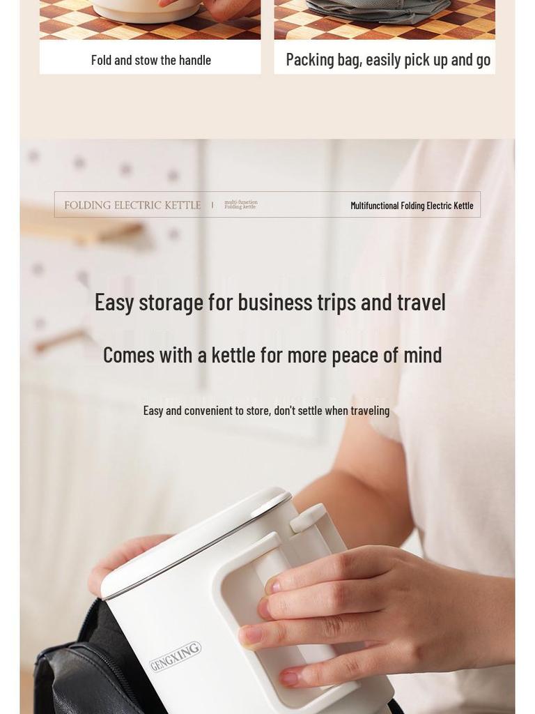 316 Stainless Steel Foldable Electric Travel Kettle - Portable Mini Boiler for Outdoor Use