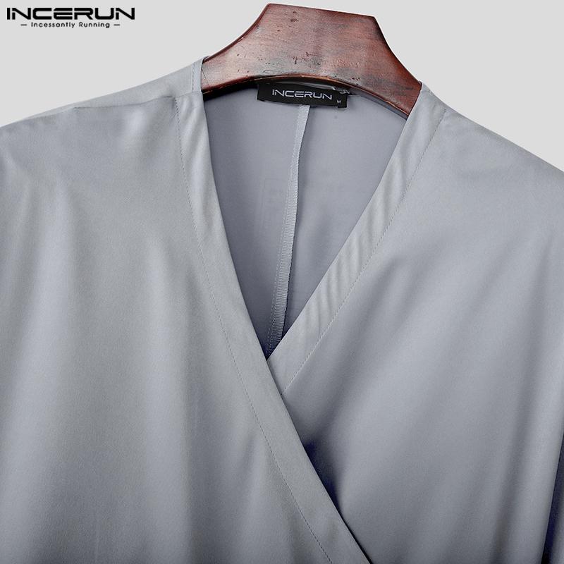 INCERUN 2PCS Men Long Sleeve Irregular TopsLong Straight Pants Sets Two Pieces Outfits