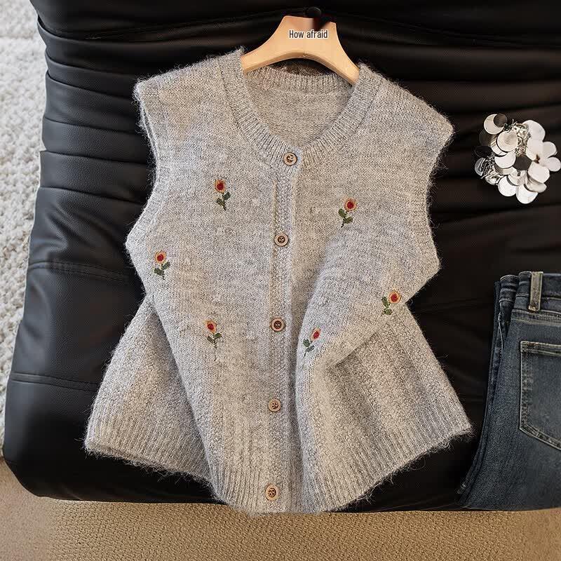 Women's Elegant Embroidered Knitted Vest