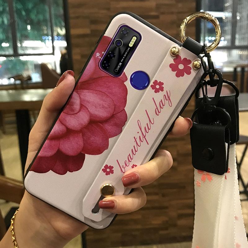 Shockproof Wrist Strap Phone Case For Tecno Camon15/15Air/16S/KD7H/CD6/CD7/Spark5/5Pro Wristband Protective Back Cover