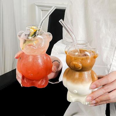 Bärenförmiges Glas 320ml Niedliches Teddybär Weinglas Einzigartiger Champagnerbecher Saft Trinkglas Geburtstagsgeschenk