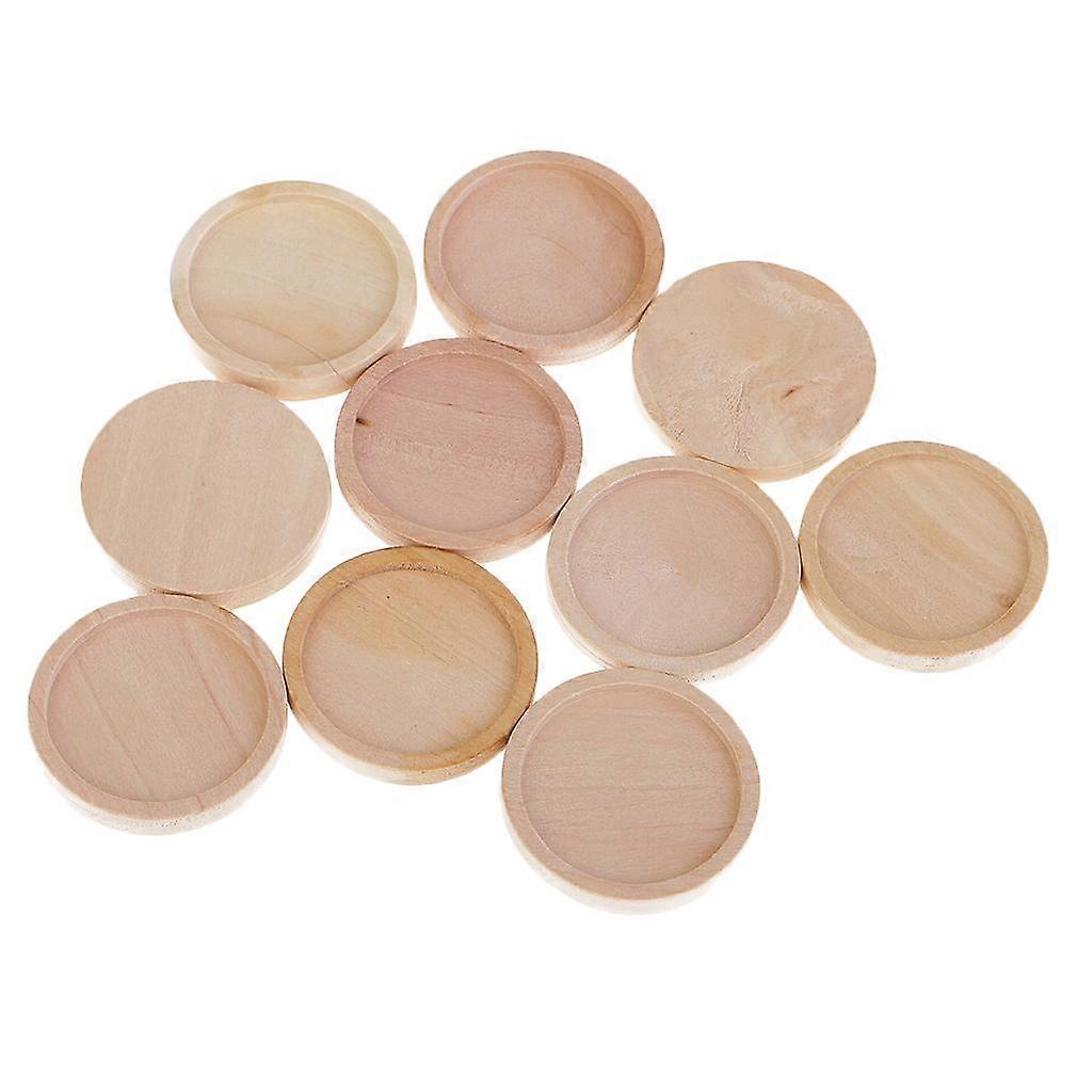 3x10 Pcs Stone Base Support Blank Round Setting Base Charm Cabochon Wood - 25 mm