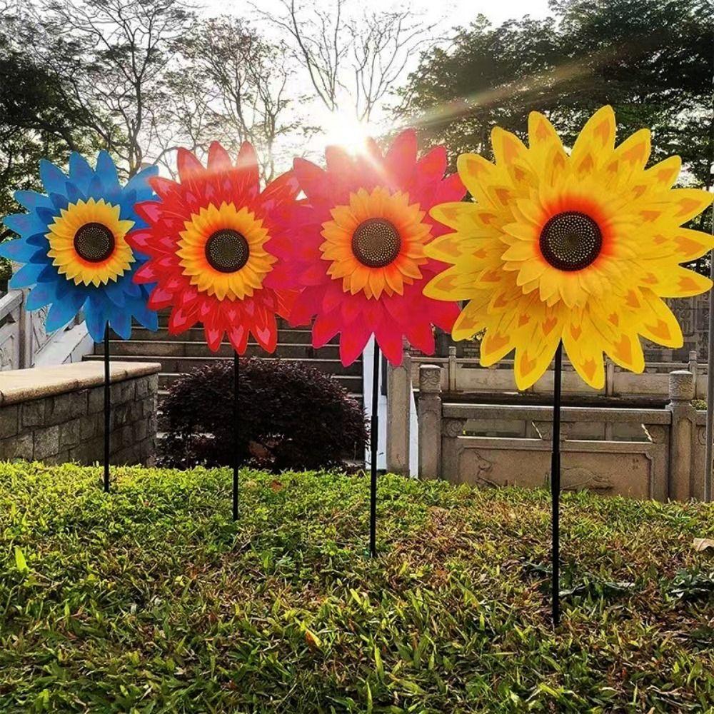 Multistyles Rotating Sunflower Stake Standing Lawn Flower Pinwheel  Outdoor Party Picnic Decor