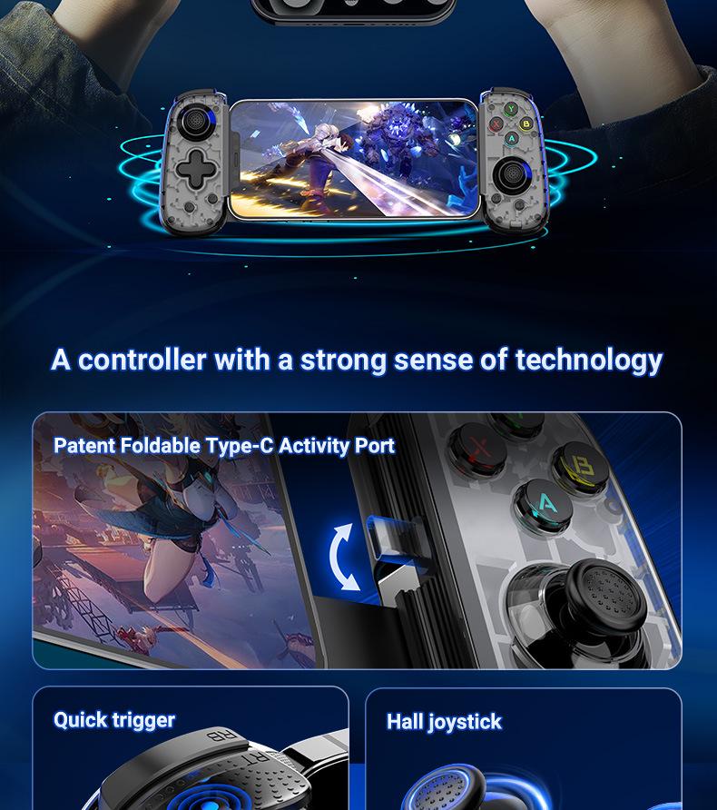 D6mini Stretch Wireless/Wired Dual Mode Game Controller for SWITCH, Android, iOS, and Mobile Phones