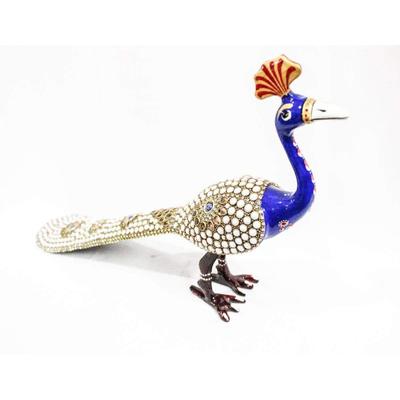 Metal Stone Work Peacock Statue Showpiece Decorative Figurine for Home Living Room Office Bedroom Decor
