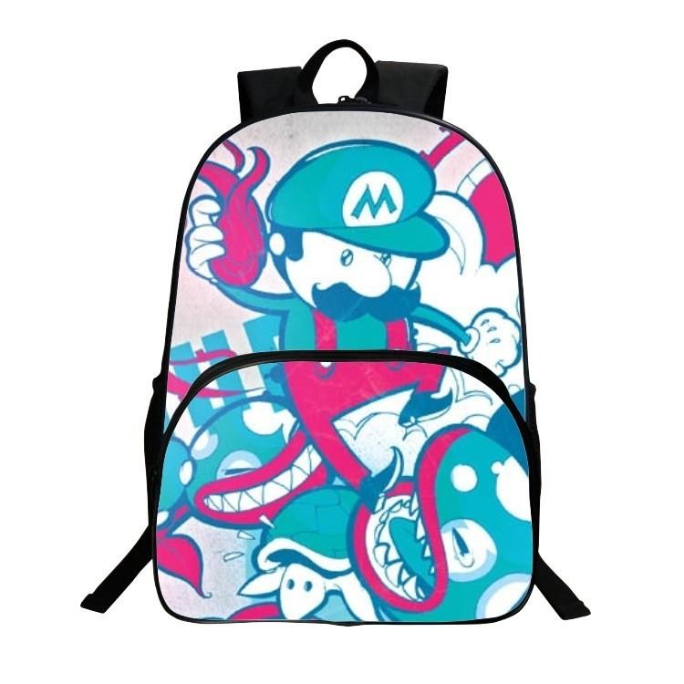 Mario Super Large 16  School Backpack Book Bag Schoolbag Students Travel Bag #4