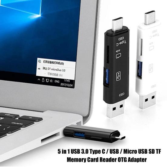 5 In 1 USB 3.0 Type-C Micro OTG TF Micro Security Digital Card Reader Adapter