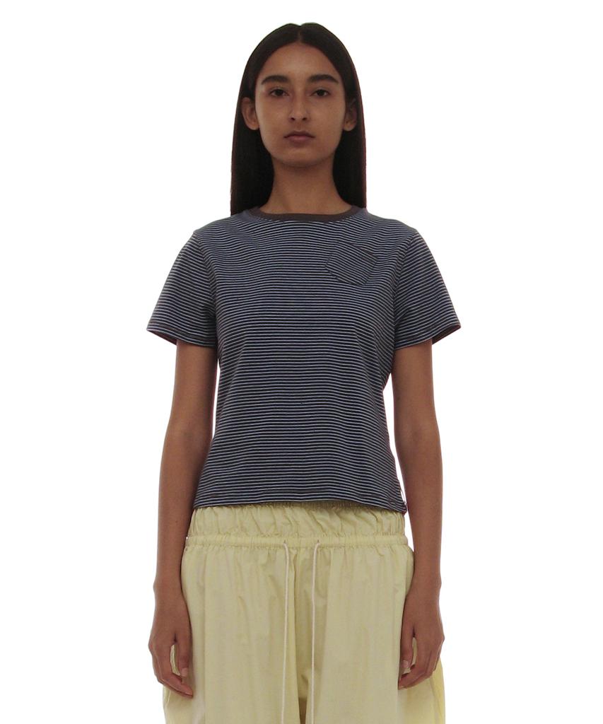 PARTIMENTO WOMEN Pwc Pocket Stripe Regular Tee_Blue