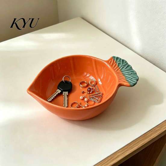 Coin Storage Container for Home Ceramic Mahjong Dice Tray, Carrot/Pineapple/Corn/Lemon/Pumpkin Shape, Decorative Gaming Desk Organizer Chips