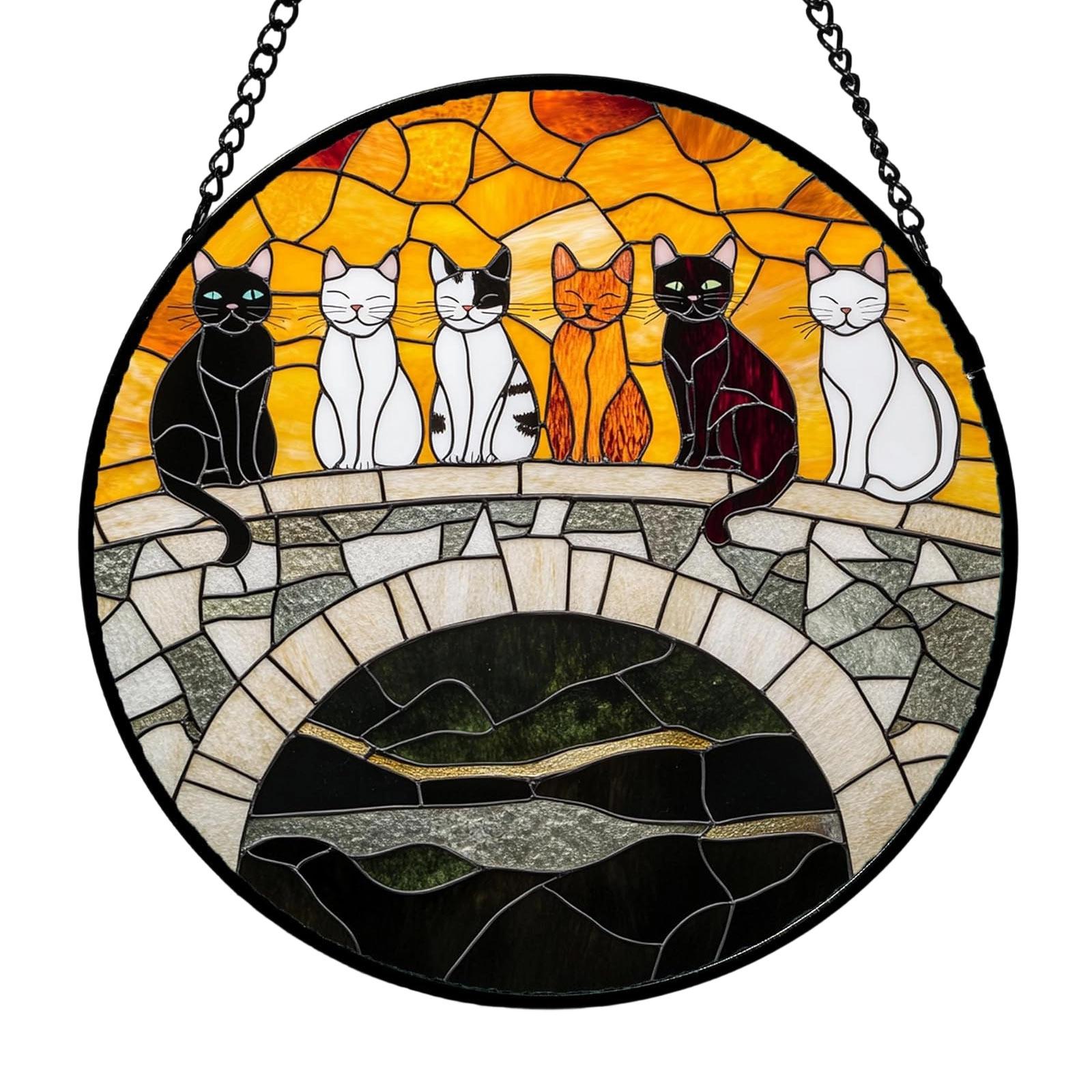 

Stained Glass Window Hanging Puzzle Pendants Garden Kitchen Sunroom Home Décor One Size