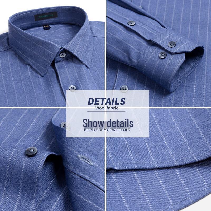 Shanshan Men's Striped Non-Iron Business Long Sleeve Shirt