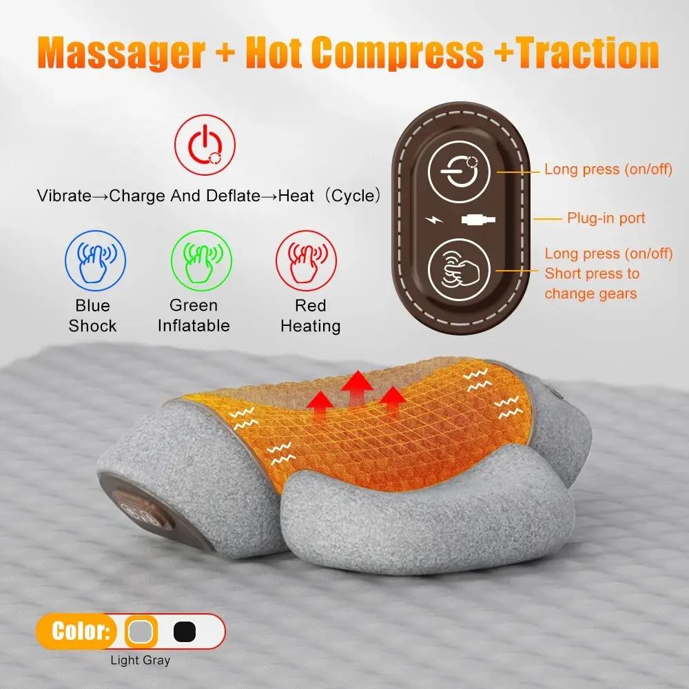 Electric Massager Cervical Pillow Hot Compress Vibration Massage Neck Traction Relax Sleeping Pillow Spine Support Normal