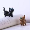 Small Crafts Kawaii Cat Miniature Figurines Handmade Sandalwood Carving Kitty Sculpture Desk Ornaments Gift Home Decoration