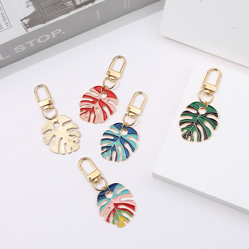 Colorful Leaf Metal Keychain Pendant - Jewelry Accessory & Small Gift