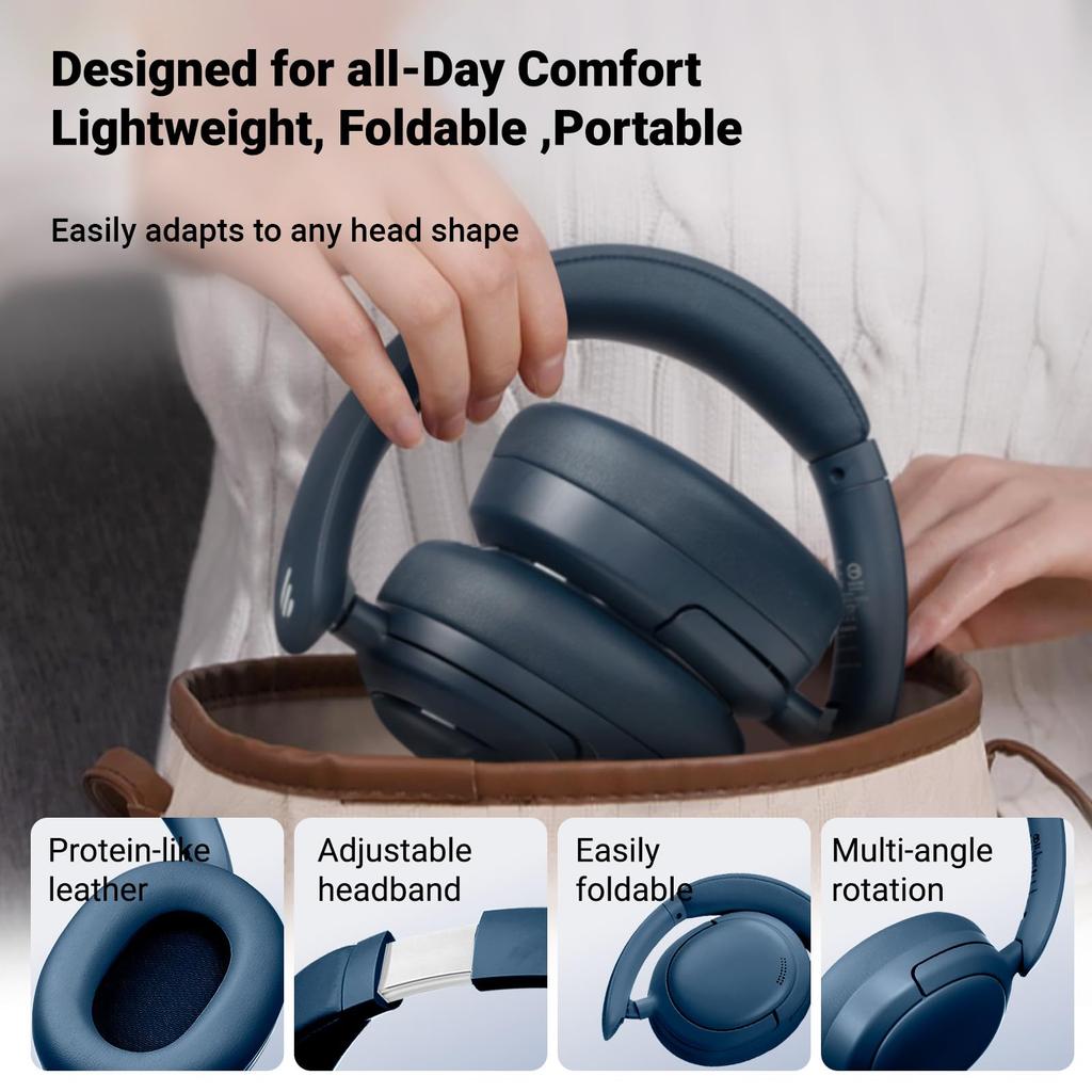 Edifier VGP Gold Award V80 Wireless Headphones Bluetooth 5.4 Hybrid ANC 44dB Noise Cancelling Hi-Res 45 Hours Playback Wired Wireless Dual Use Navy