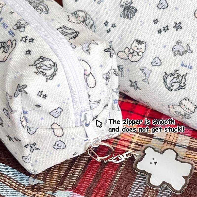 1/2 Pcs Cute Ocean Cat Kitten Pencil Case Large Capacity Portable Storage Bag Girl'S Makeup Bag Student Stationery Pen Bag Gifts