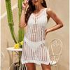 Fashion Knitted Hollow Out Tank Top Beach Cover Up Dress Summer Vacation Bikini Sunscreen Shirt Short Beach Dress Holiday Elegant Loose Clothing