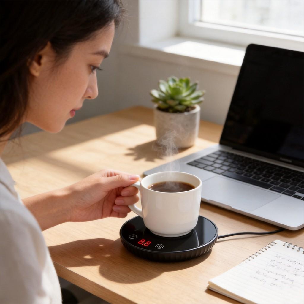 Heat Up Coffee Coaster With Ptc For Home Office Desk Use