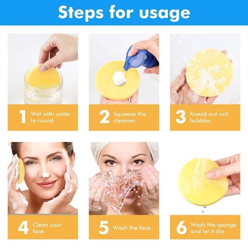 50pcs Compressed Facial Cleansing Sponge Face Washing Sponge Makeup Removal Sponge Pad Soft Sponge Exfoliating Round Puff