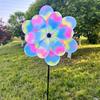 1 Piece Double Layer Color Film Color Changing Dazzling Windmill Rotating Wind Spinner Stake Standing Lawn Flower Pinwheel