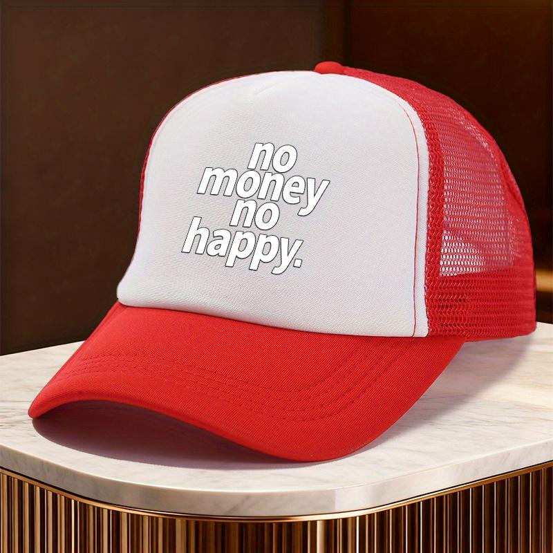 Нет денег - нет счастья Кепка тракера Полиэстер Сетка Унисекс Повседневная Уличная Хип-хоп Бейсболка One Size
