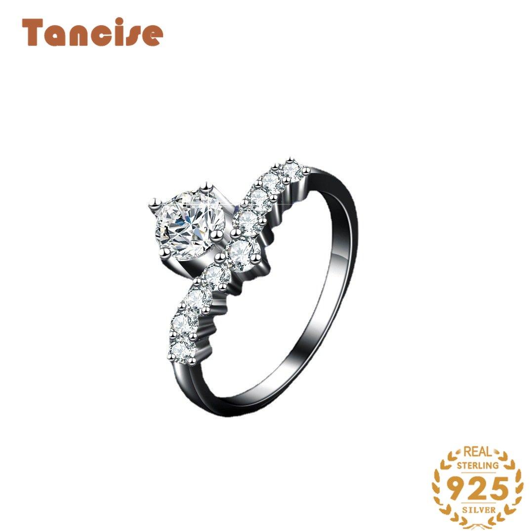 Tancise Classic Moissanite Sudraba Gredzens Sieviešu Rotaslietas Kāzu solījuma ballītes dāvana_voghion.com